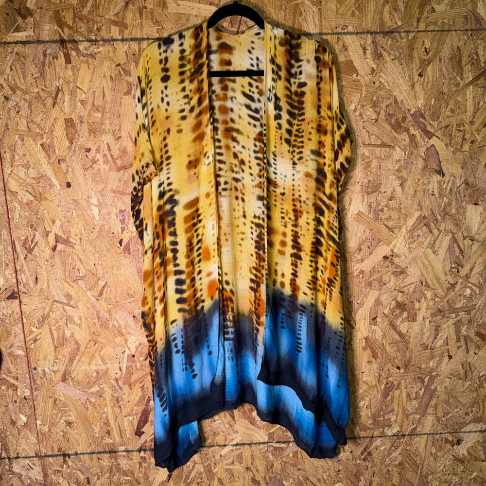 Ruggine Leopard Animal Print Lightweight Tunic Kimono Top Boho Coastal Resort OS
